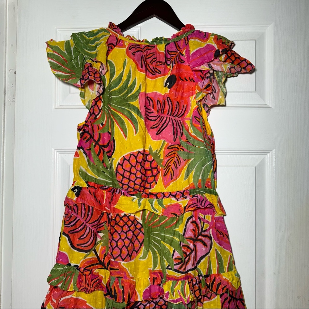 Farm Rio • Ruffle Mini Dress • Yellow Fruit Dream • XS • Beaded Tassels • $180 - Picture 14 of 14